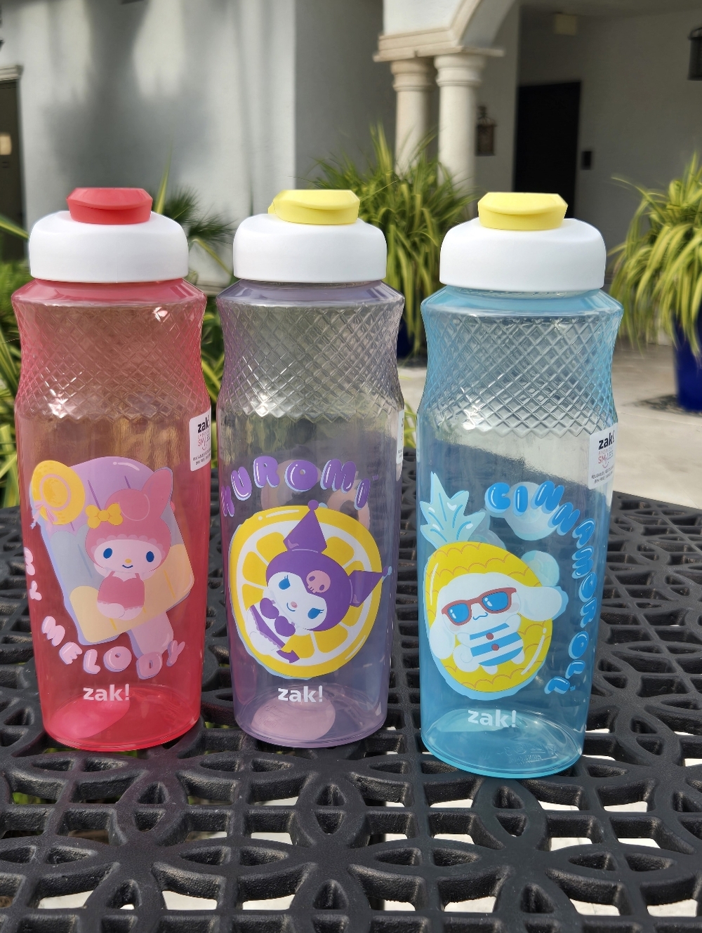 ☀️Set of 3 Sanrio Water Bottles: My Melody, Kuromi, Cinnamoroll Summer Pool Day!